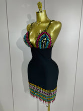 2025 Sparkly Colorful Diamonds V Neck Black Bodycon Bandage Dress Celebrity Elegant Evening Club Party Luxury Birthday Dresses